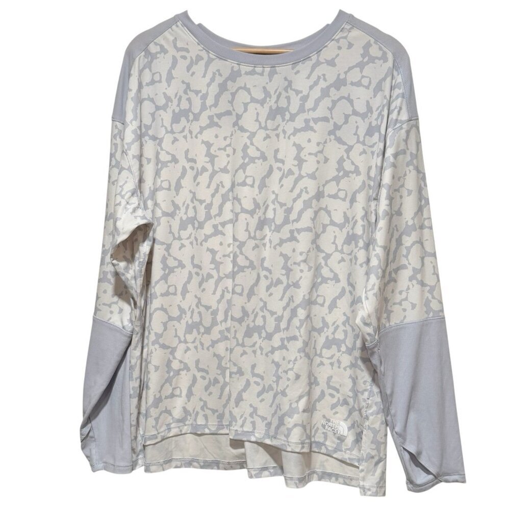 The North Face Plus Sz 1X Dawndream Gray Print Long Sleeve Womens Activewear Top - Picture 2 of 9